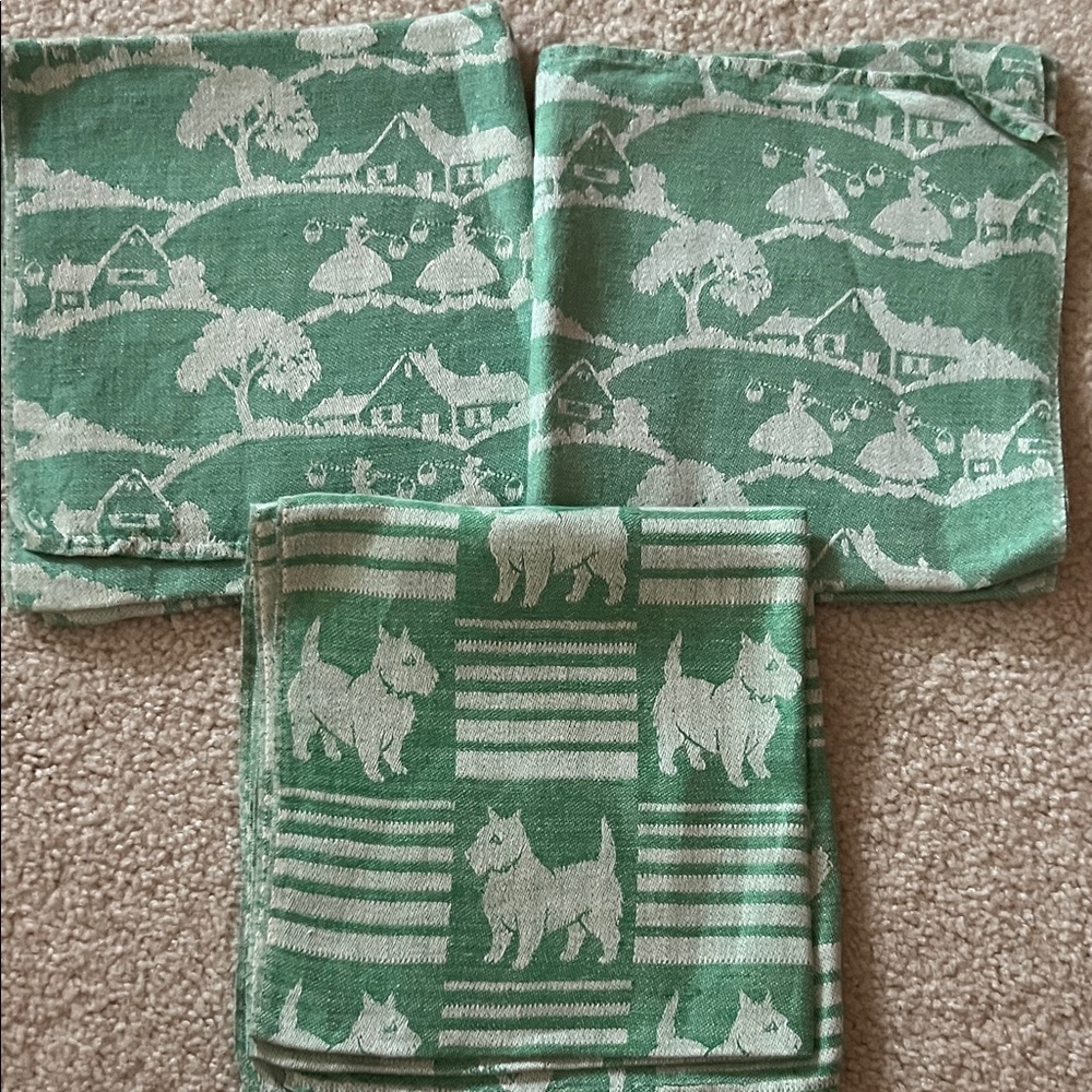 Bundle of 3 Vintage Jacquard Tea Towels